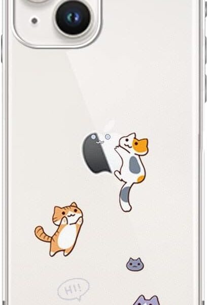 Cute Cat Design, Cute Cartoon Animal Pattern, Flexible TPU Transparent Protective Case