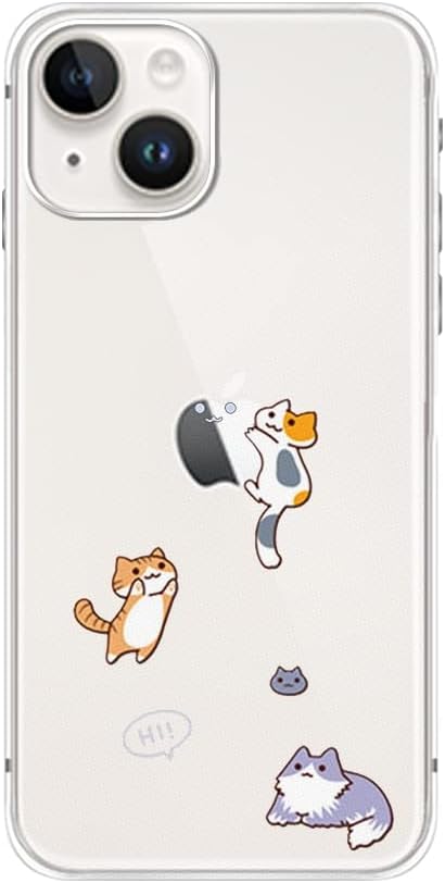 Cute Cat Design, Cute Cartoon Animal Pattern, Flexible TPU Transparent Protective Case