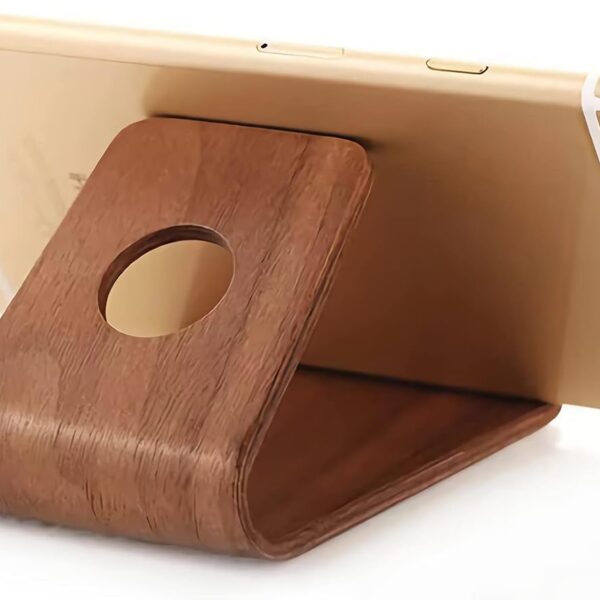 Non slip solid wood desktop phone holder
