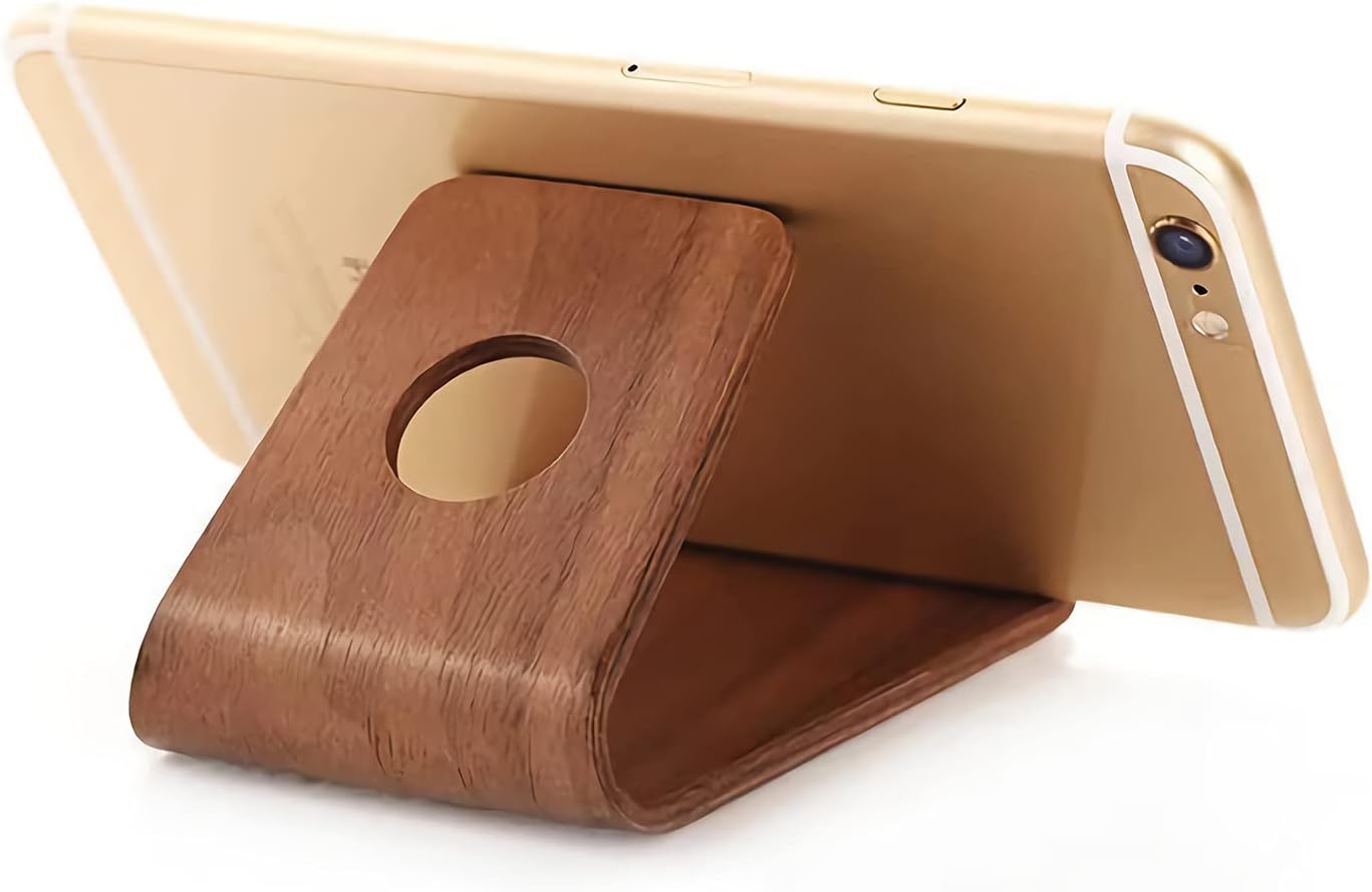 Non slip solid wood desktop phone holder