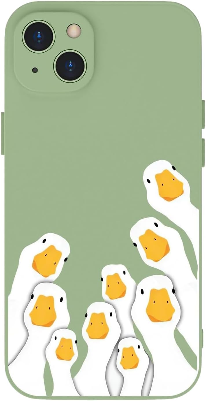 Fun goose phone cases, cute cartoon animal design Soft silicone frame protective case, suitable for women and girls