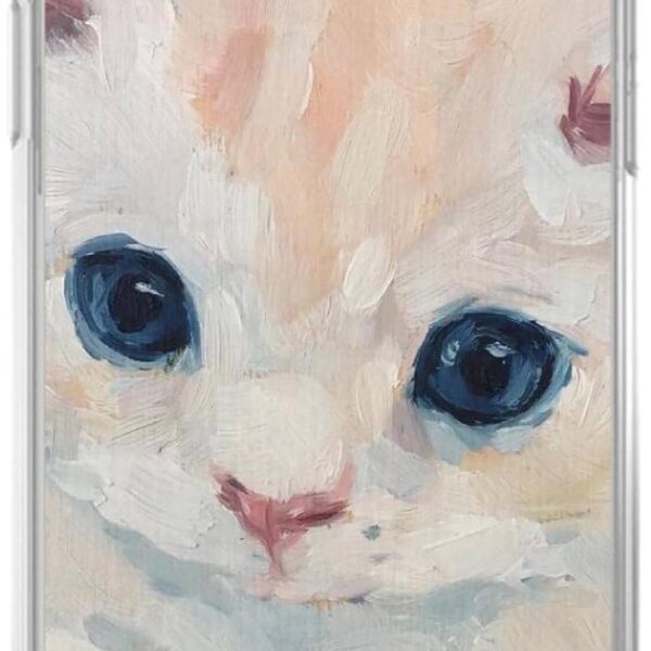 Cute cat painted phone cases, white animal fashion cool unisex phone cases, silicone shockproof TPU frame protective cases 