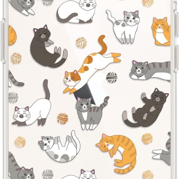Fun cat pattern phone case, cute cartoon animal design, transparent soft TPU protective case, suitable for 6 1 inch phones (cat)