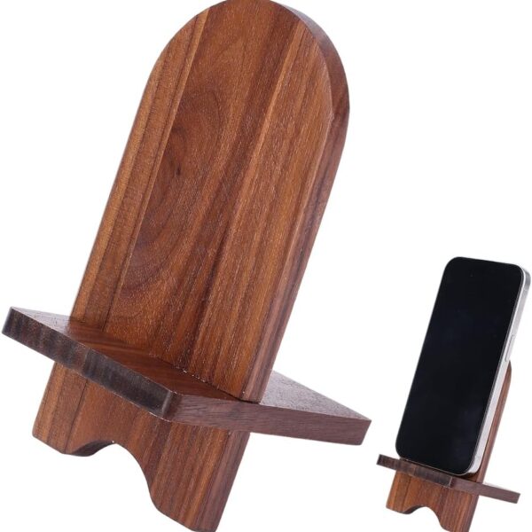 Portable solid wood desktop phone holder