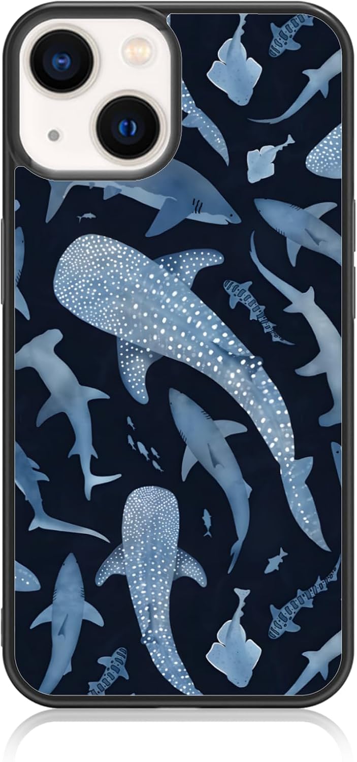 Cute blue shark phone case, suitable for women, teens, girls and children