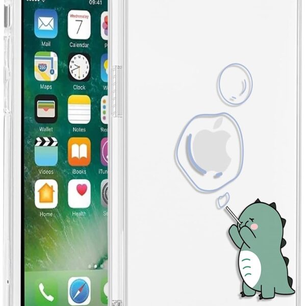 Cute dinosaur phone cases, suitable for 6 1 inch phones, cute cartoon animal phone cases, fun and beautiful transparent protective cases, suitable for women and girls, soft four corner shockproof protective cases 