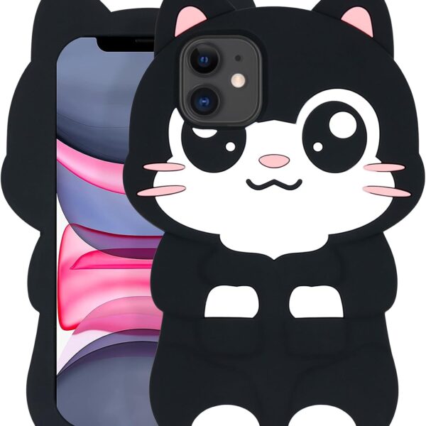 Cute Pocket Cat Phone Case, Kitten 3D Fun Cartoon Animal Soft Silicone All Around Protection Shockproof Phone Case, Suitable for Children, Girls and Ladies