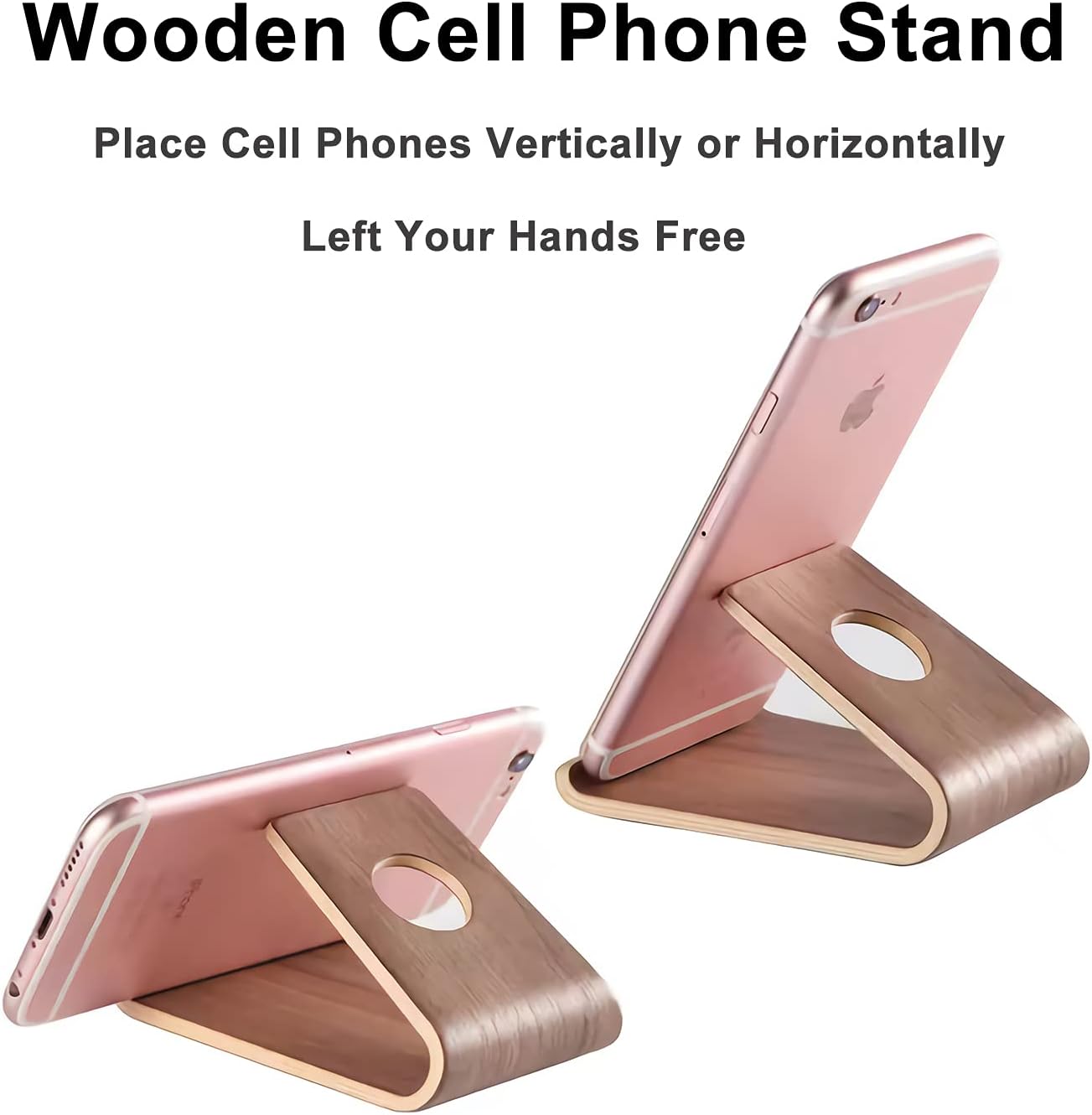 Non slip solid wood desktop phone holder Image 2