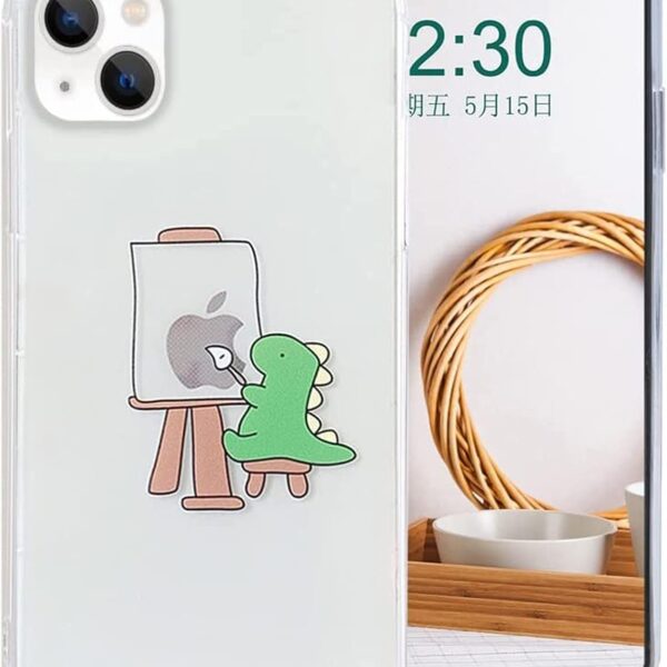Compatible fun dinosaur cute animal embossed pattern phone case, flexible and soft TPU rubber material, ultra thin and lightweight, shockproof protective frame, transparent