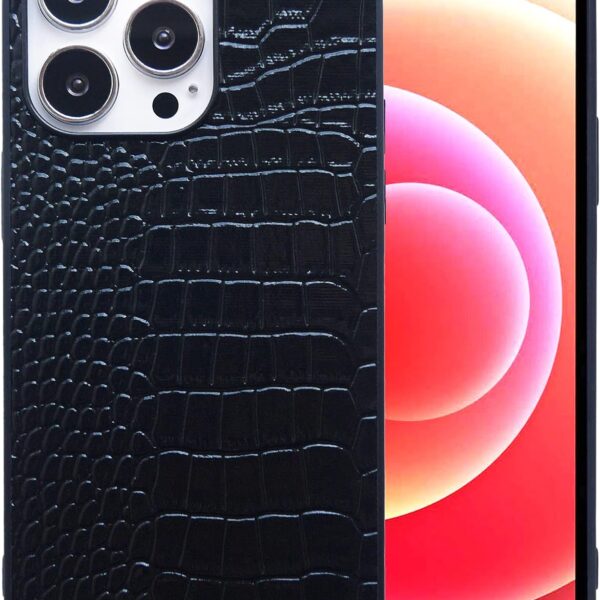 Phone Case (Women's) Crocodile Pattern Faux Patent Leather Classic & Stylish Black