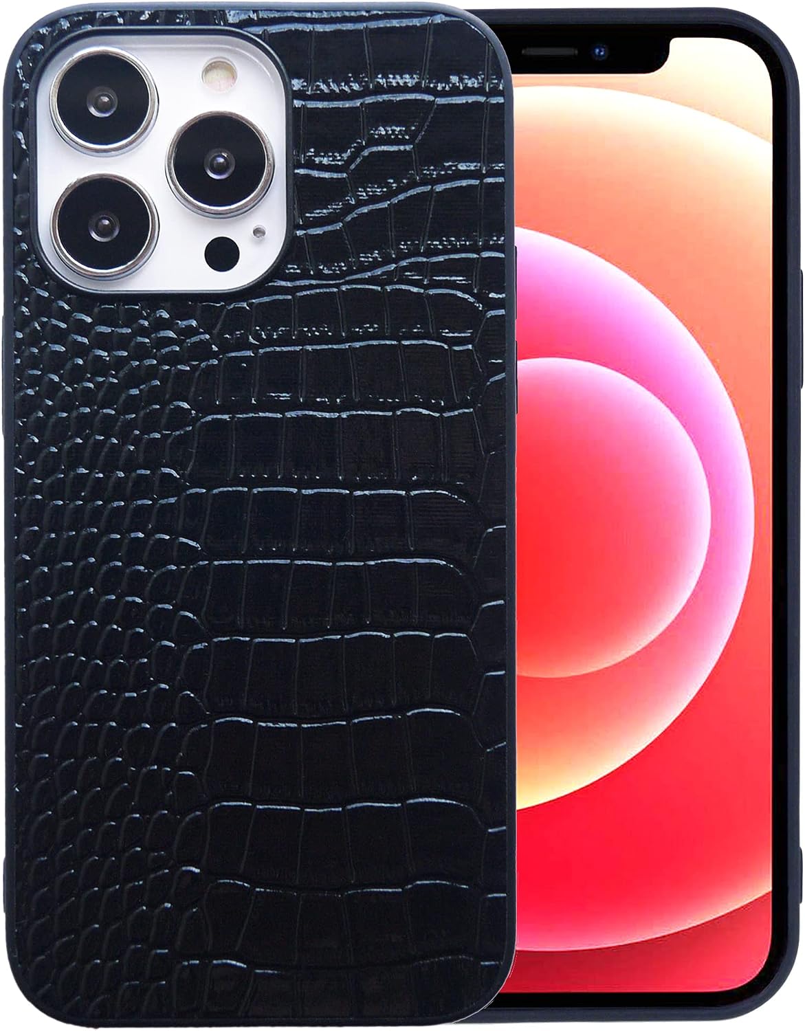 Phone Case (Women's) Crocodile Pattern Faux Patent Leather Classic & Stylish Black