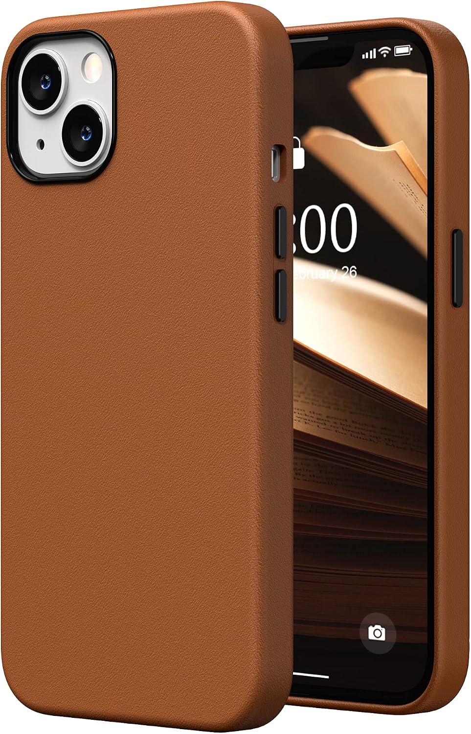 Phone Case Premium Faux Leather (With Metal Buttons & Microfiber Lining) Brown