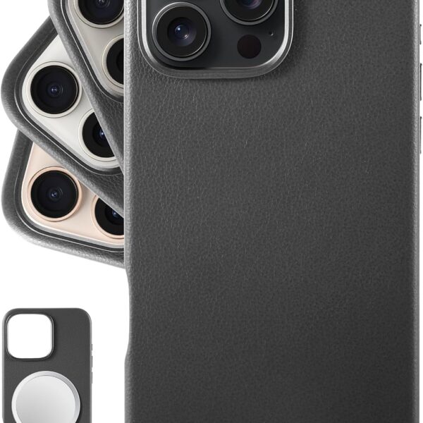 Leather Protective Case Premium European Genuine Leather Becomes Smoother & Softer with Use Black